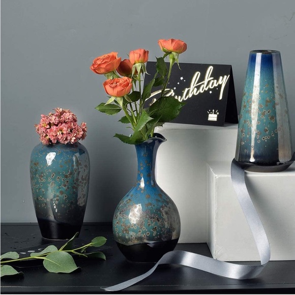 Flower Vases Set of 3 Special Design Style of Flambed Glazed Decorative